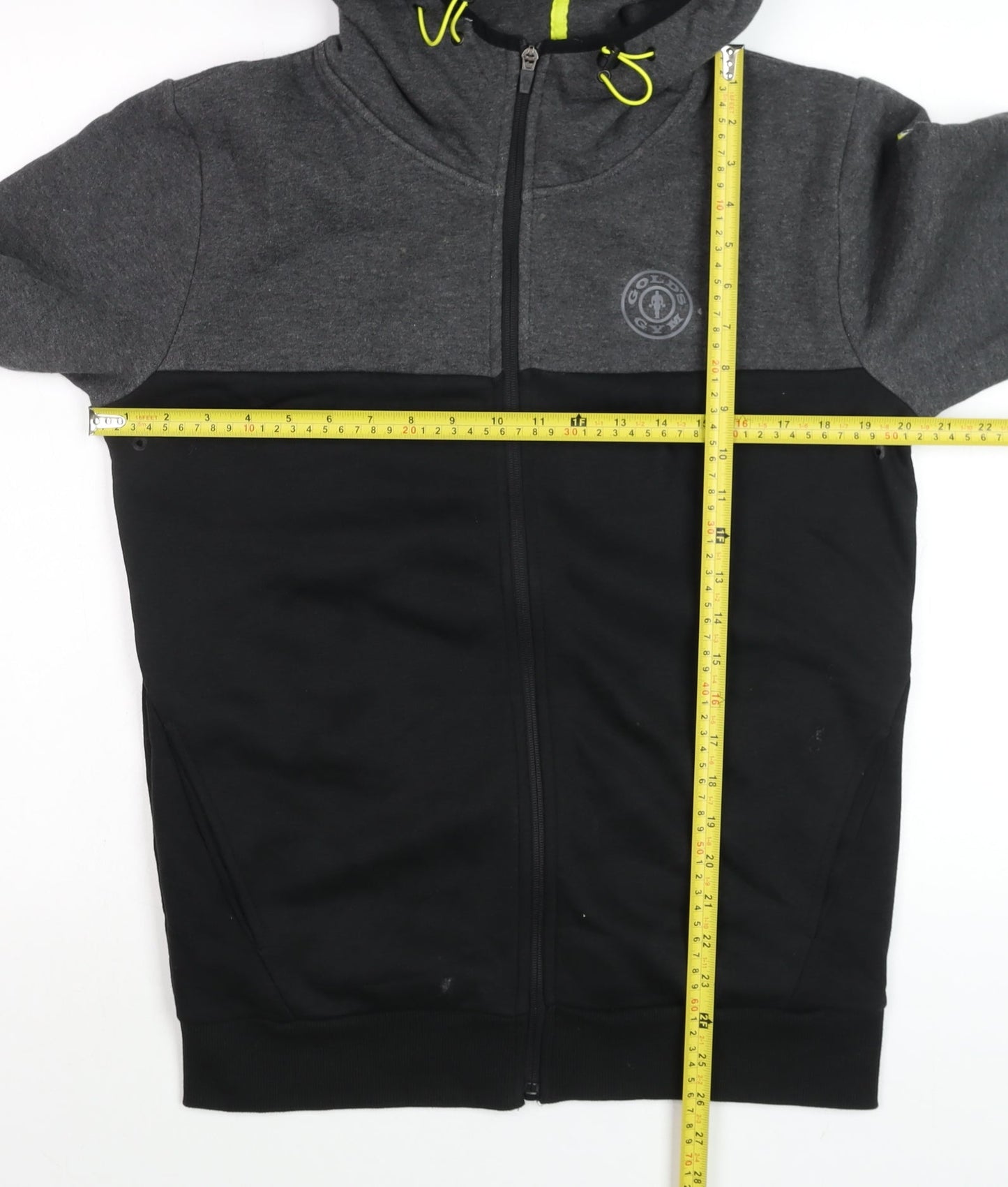 Gold's Gym Men's Grey Black Hooded Full Zip Jacket Size S