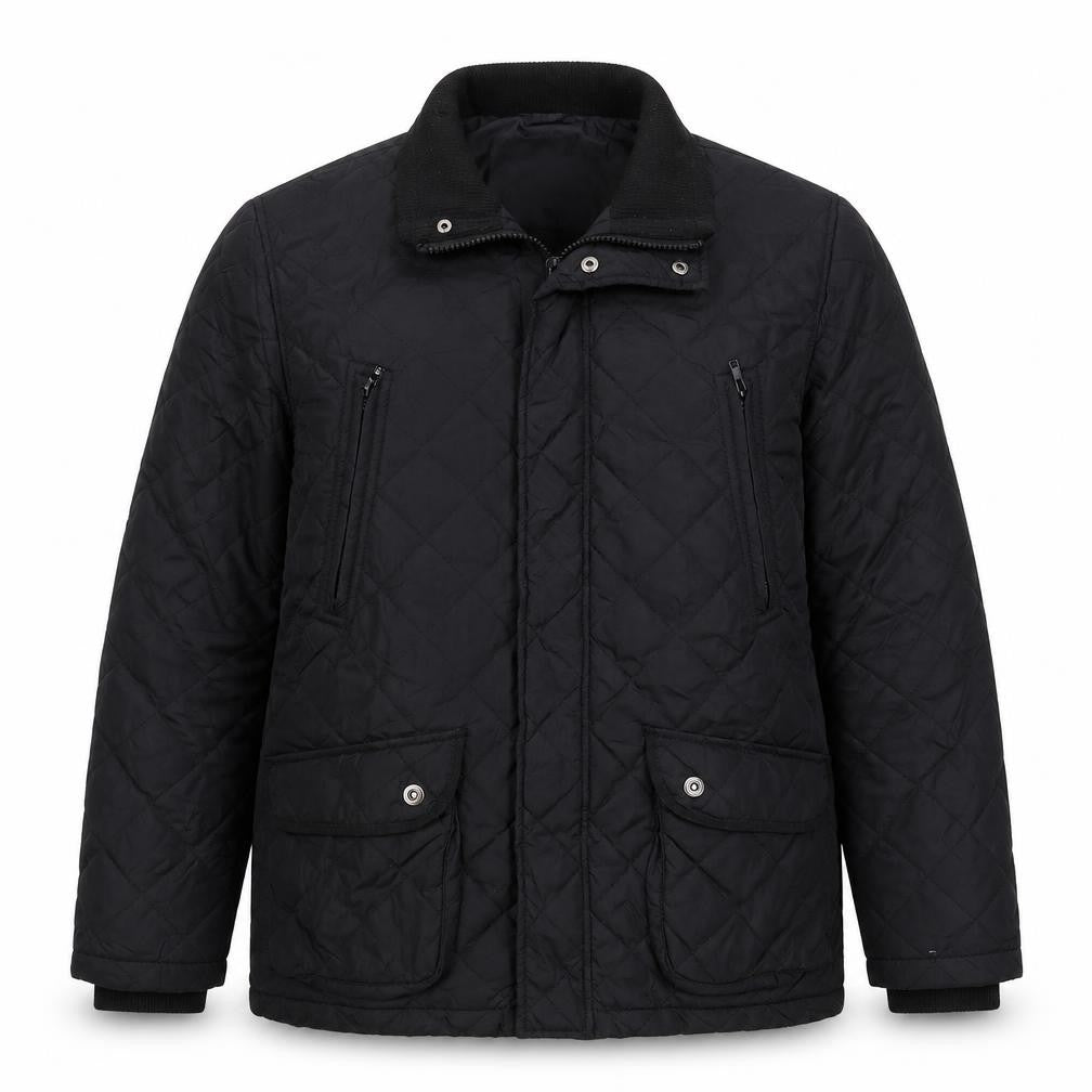 Paul Berman Men's Black Quilted Mid-Length Jacket M Polyester Lined