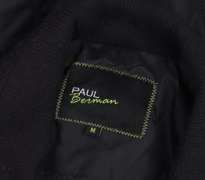Paul Berman Men's Black Quilted Mid-Length Jacket M Polyester Lined