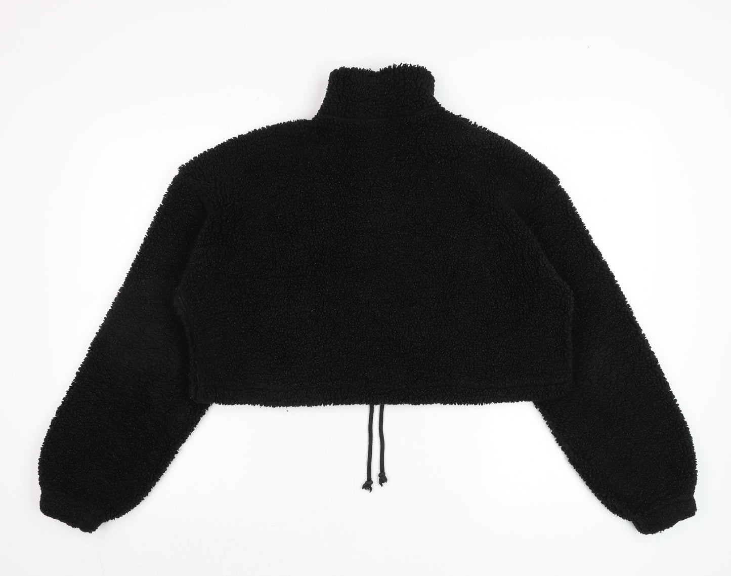Topshop Women's Black Fleece 1/2 Zip Pullover Hoodie UK 6