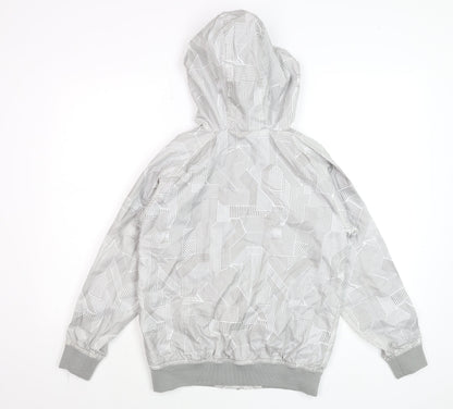 Close-up detail of Red Herring Generation boys’ grey hooded windbreaker jacket 12 years