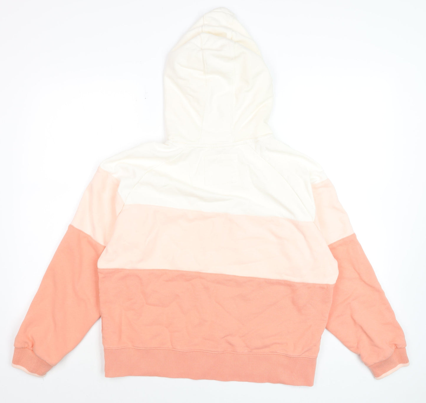Diesel Womens Peach Colourblock Hoodie Size L Cotton Pullover