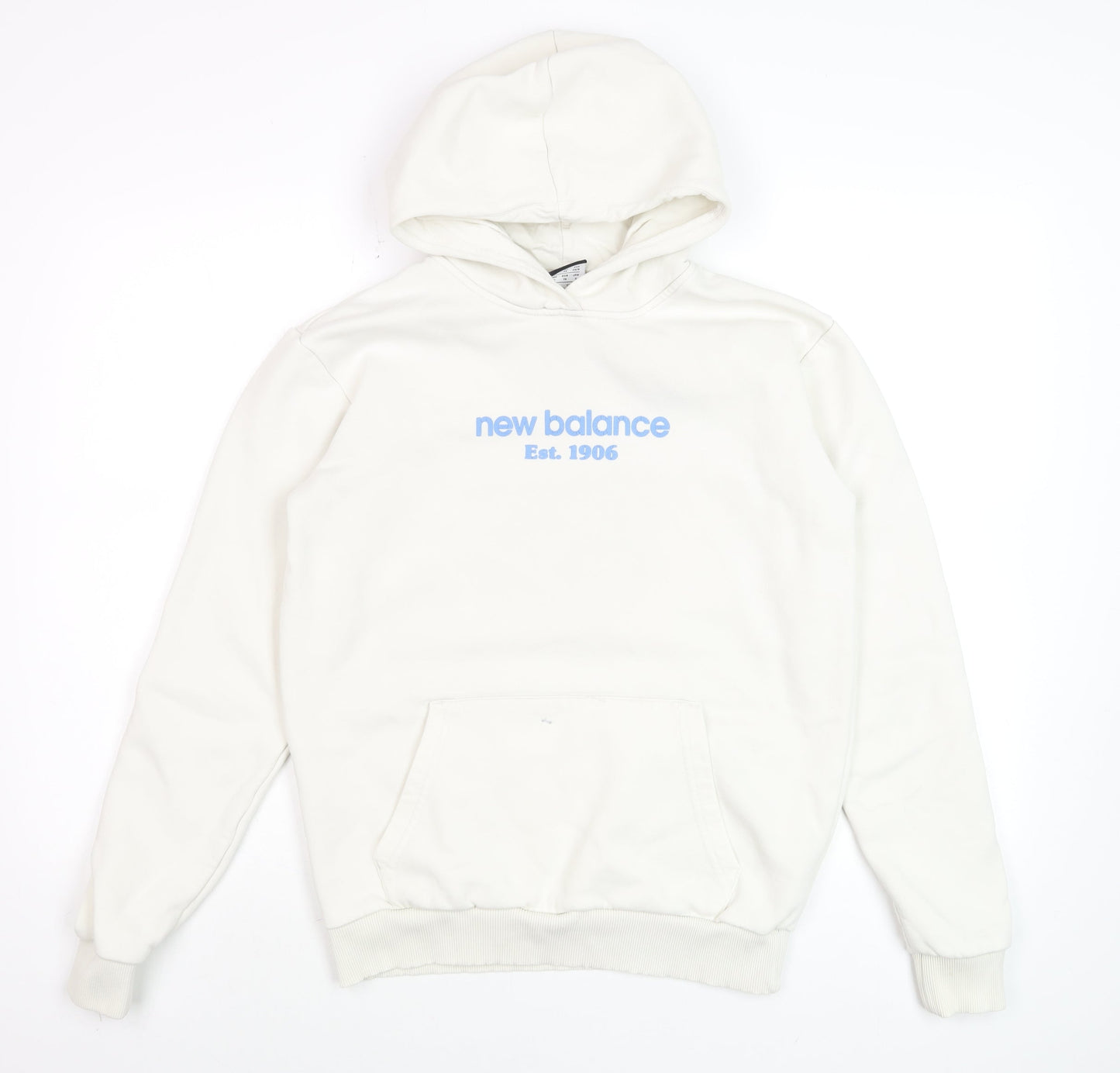 New Balance Men's White Pullover Hoodie XS Fleece Graphic Logo