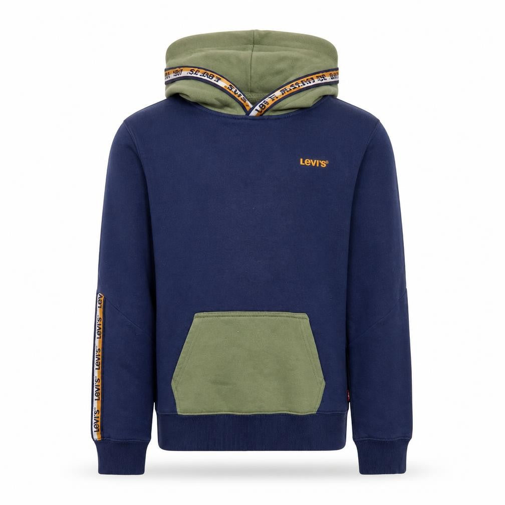 Levi's Boys Blue & Green Pullover Hoodie 14 Years Cotton Blend Logo Detail