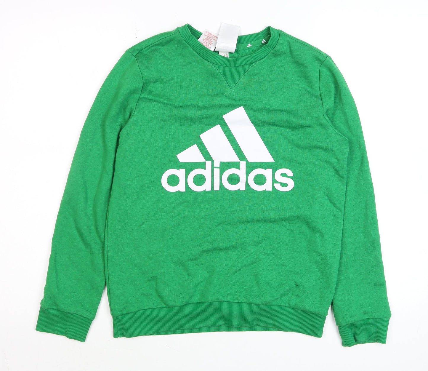 Adidas Boys Green Crew Neck Pullover Sweatshirt 11-12 Years