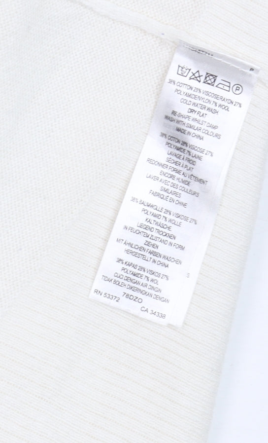 French Connection Women’s Ivory Long Sleeve Open Knit Cardigan L