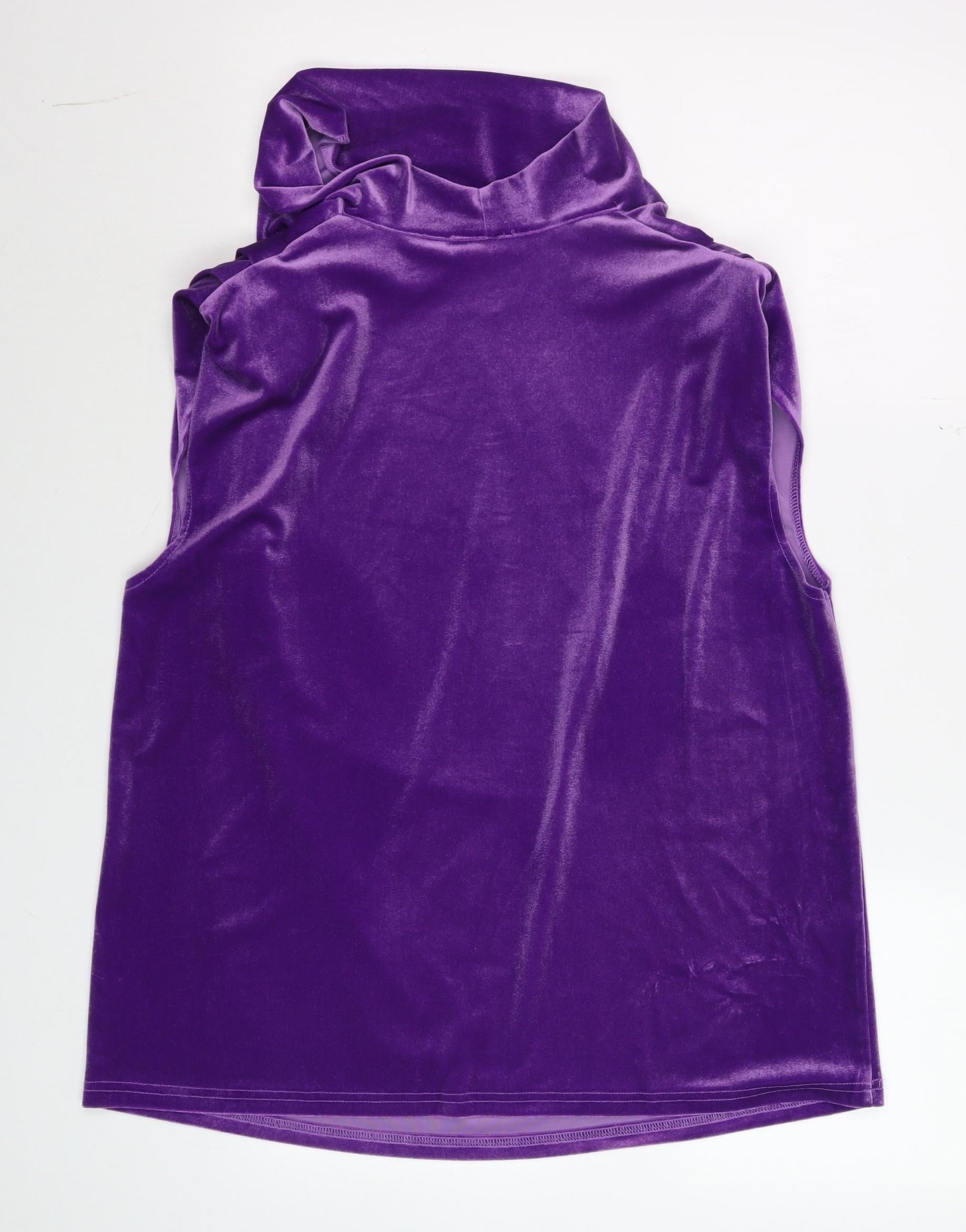 Gallery Women’s Purple Velvet Cowl Neck Sleeveless Top Size L