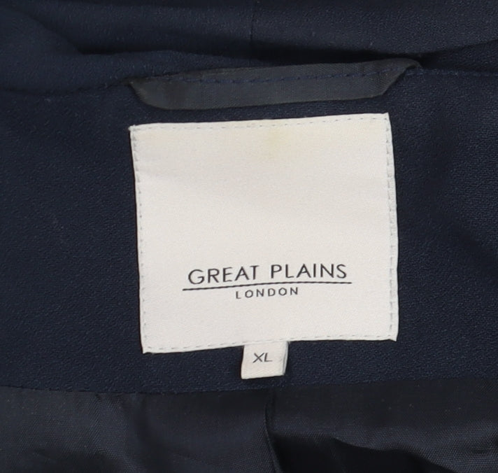 Great Plains Women Blue XL Blazer Shawl Collar Single-Breasted Jacket