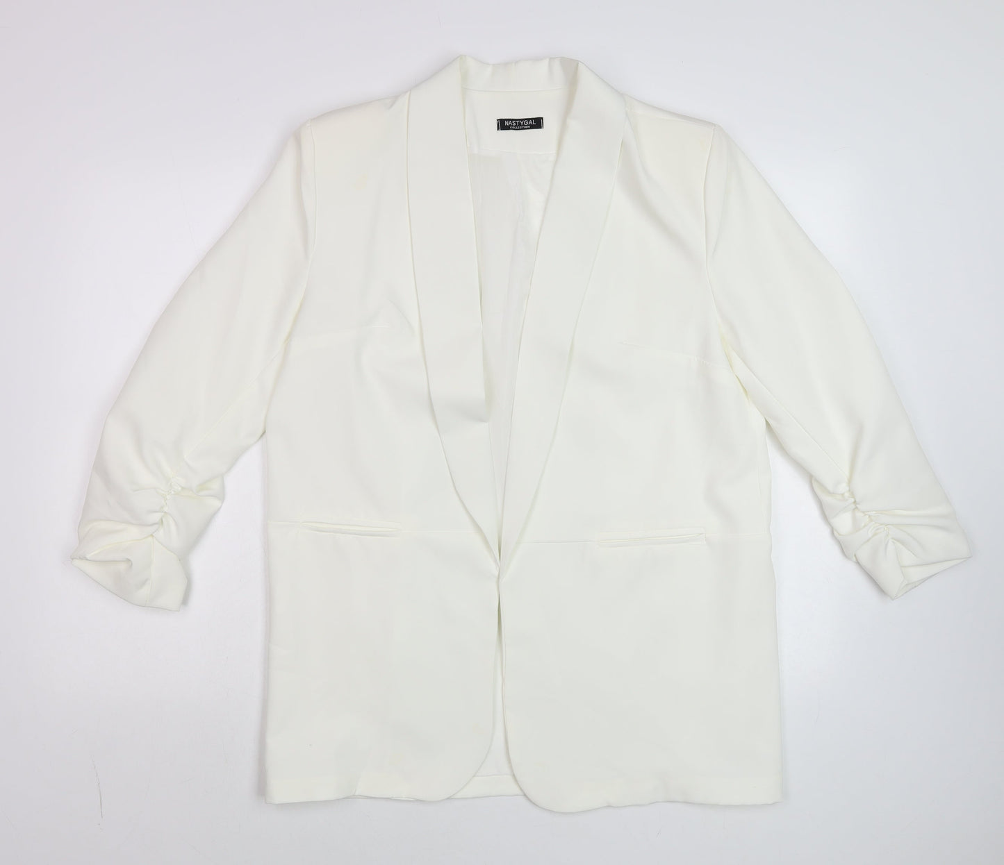 Nasty Gal Women's White Shawl Collar Longline Tuxedo Blazer Size 16