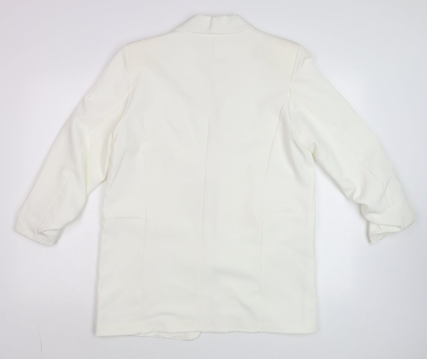 Nasty Gal Women's White Shawl Collar Longline Tuxedo Blazer Size 16