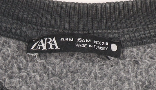 Zara Women Black Studded Pullover Sweatshirt Size M Cotton Blend