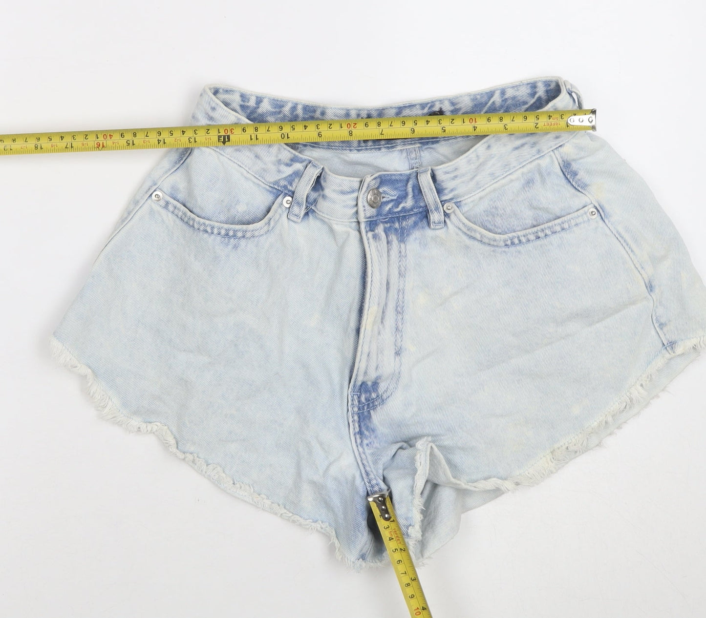 Primark Denim Co Women Blue Size 8 High Rise Cut-Off Denim Shorts
