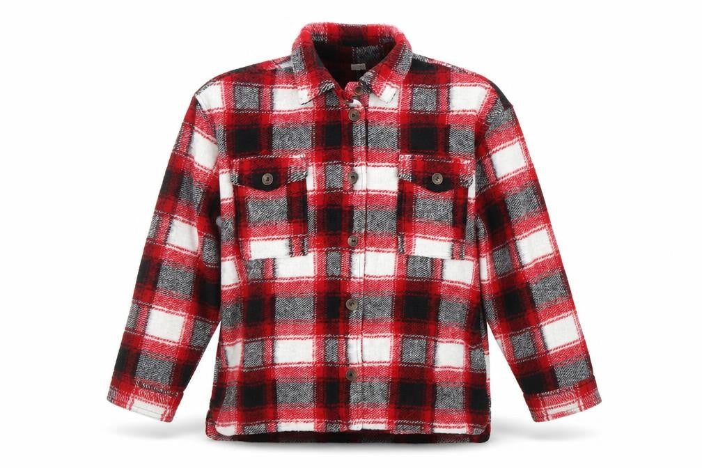 Next Girls Red Check Flannel Shirt Jacket 12 Years Button Long Sleeve