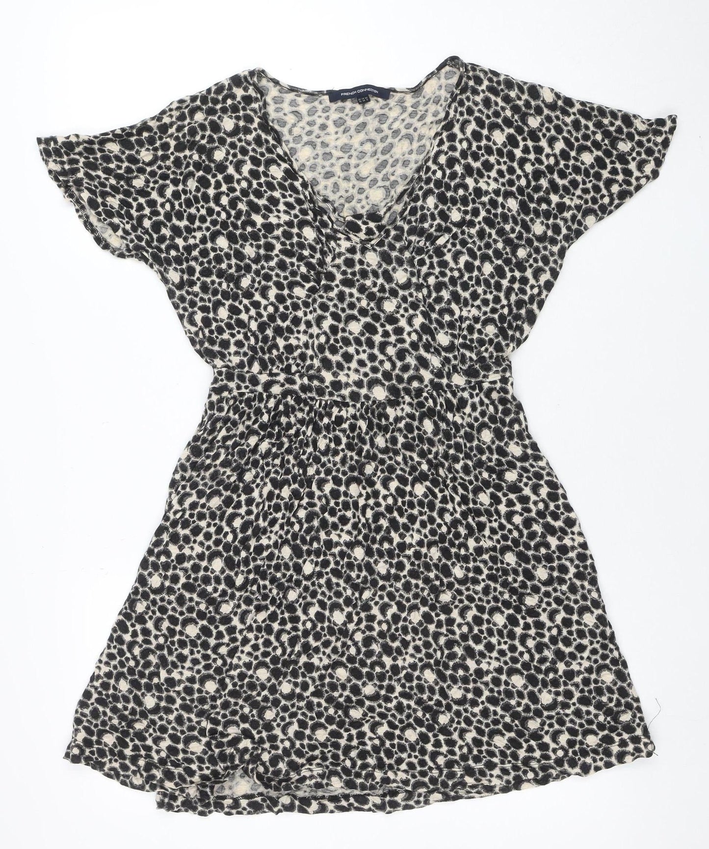 French Connection Womens Black Animal Print Sleeveless Wrap Dress Size 10