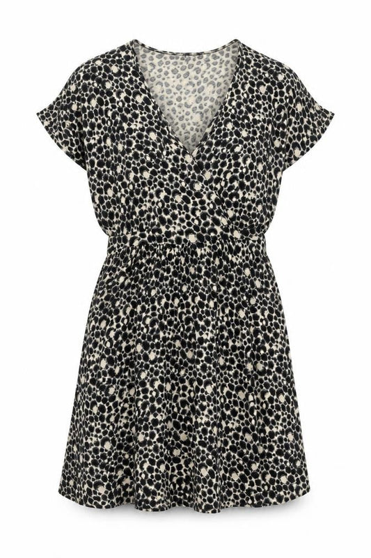 French Connection Womens Black Animal Print Sleeveless Wrap Dress Size 10