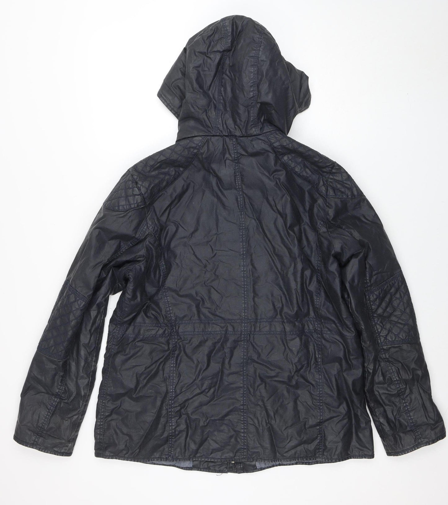 Marks and Spencer Women's Blue Hooded Parka Jacket UK 14 Belted Waterproof