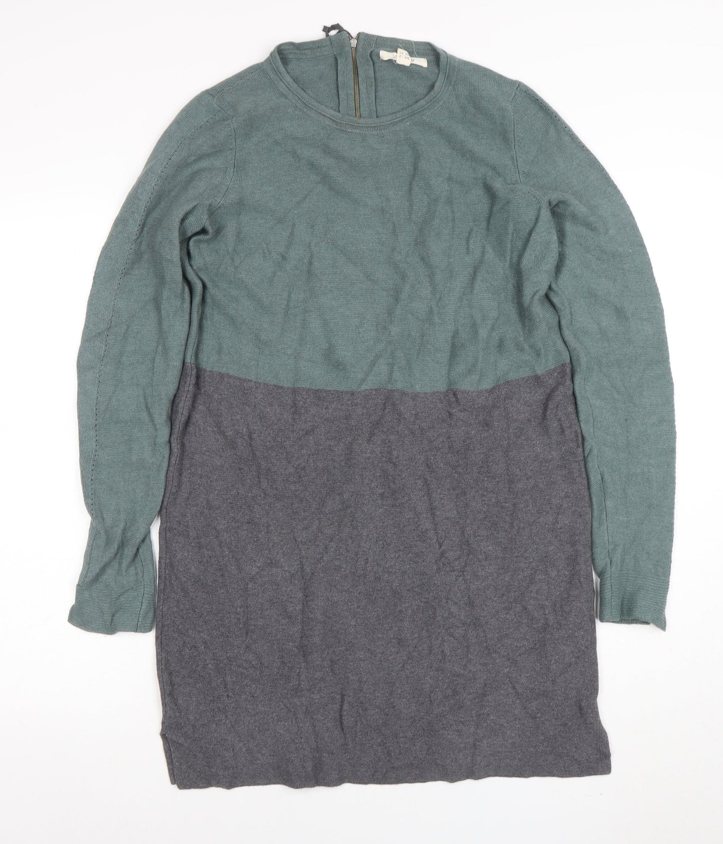 Whistles Women's Green Knit Tunic Jumper Size 12 Long Sleeve Crew Neck