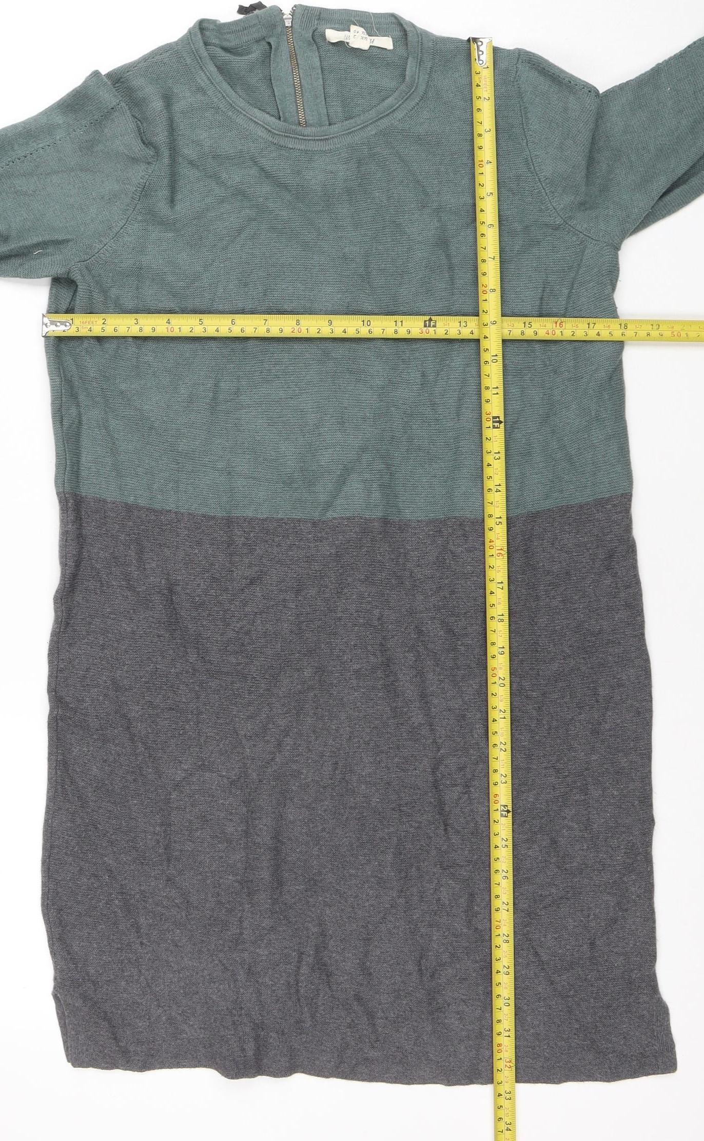 Whistles Women's Green Knit Tunic Jumper Size 12 Long Sleeve Crew Neck