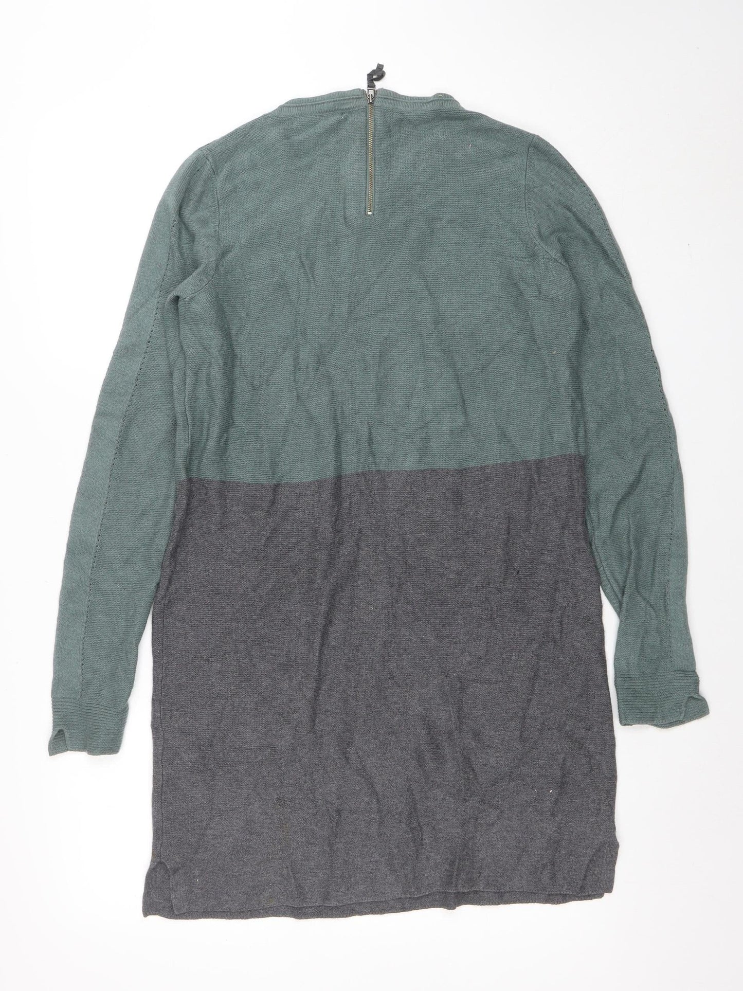 Whistles Women's Green Knit Tunic Jumper Size 12 Long Sleeve Crew Neck