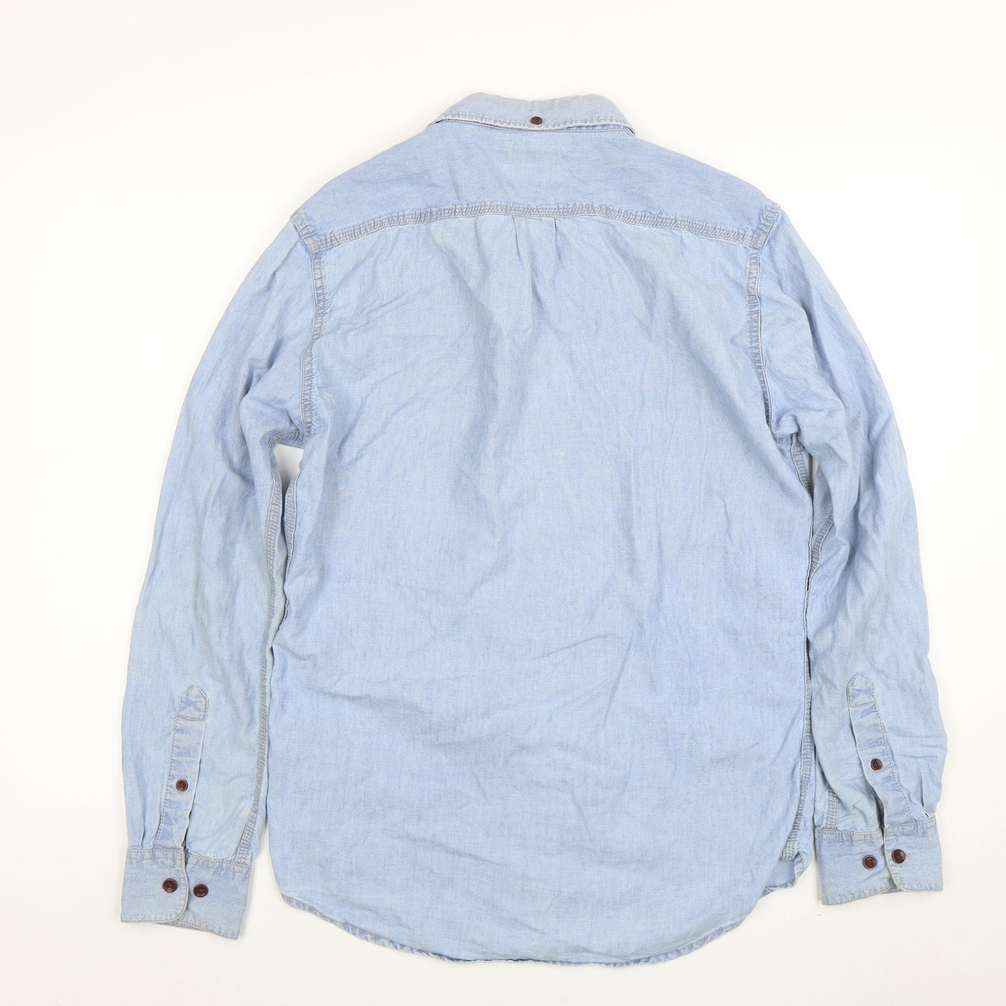 Farah 1920 Men's Blue Denim Button-Up Regular Fit Shirt Size M