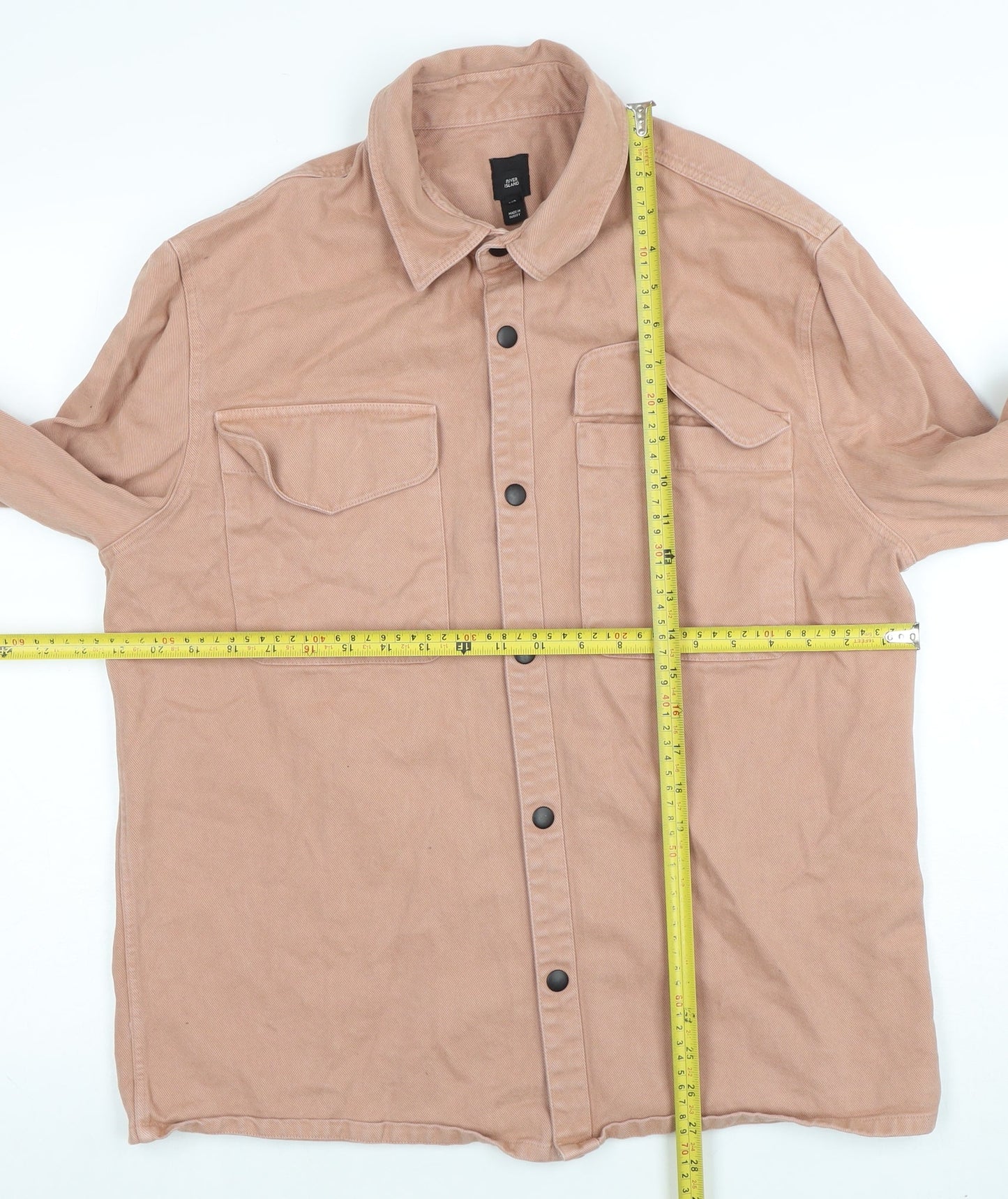 River Island Men’s Brown Twill Cotton Jacket Size M Casual Button Up