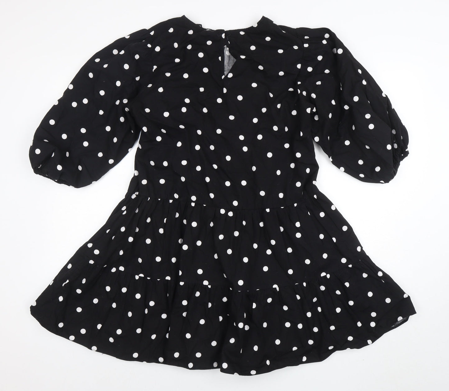 New Look Women Black Polka Dot A-Line Short Dress Size 14