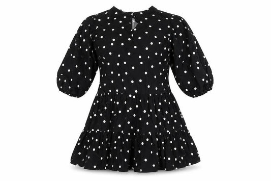 New Look Women Black Polka Dot A-Line Short Dress Size 14
