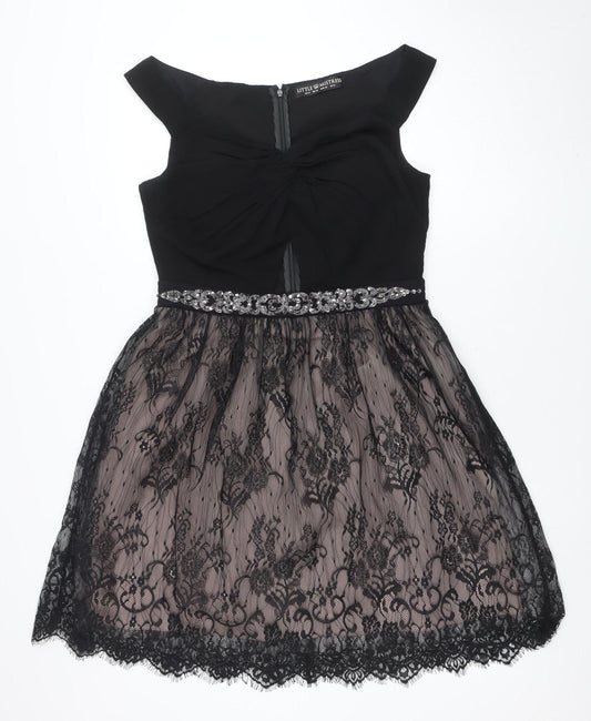Little Mistress Women’s Black Lace Fit & Flare Party Dress UK 14