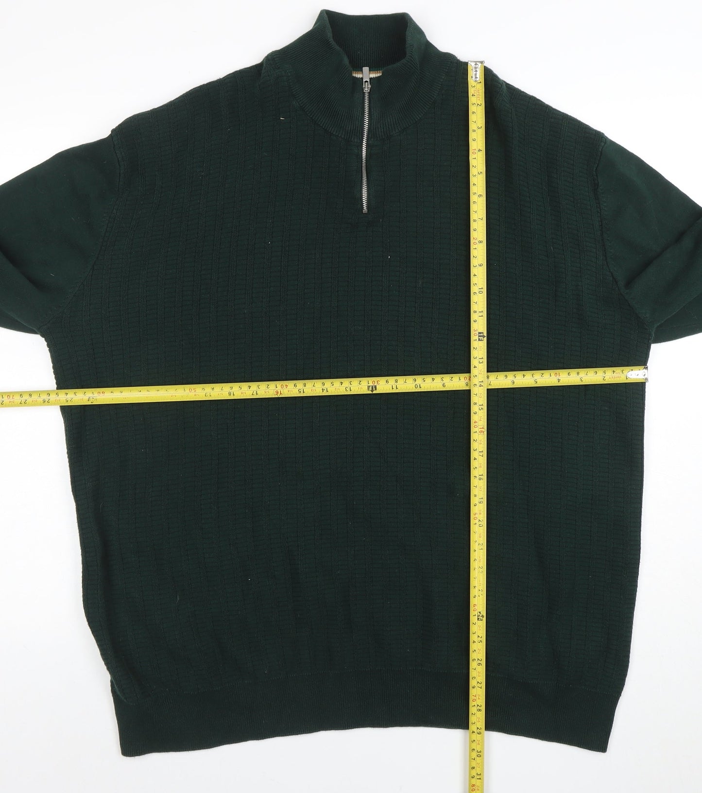 Next Men’s Green 2XL Cotton 1/2 Zip High Neck Jumper