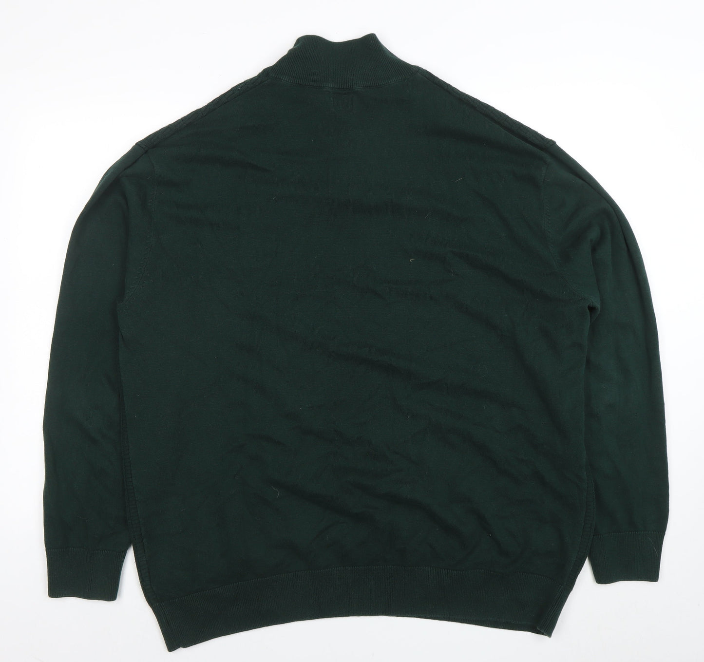 Next Men’s Green 2XL Cotton 1/2 Zip High Neck Jumper