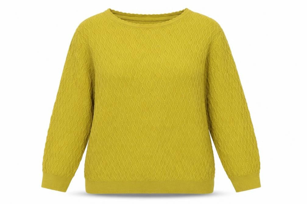 Country Casuals Womens Yellow Cable-Knit Cotton Jumper Size M