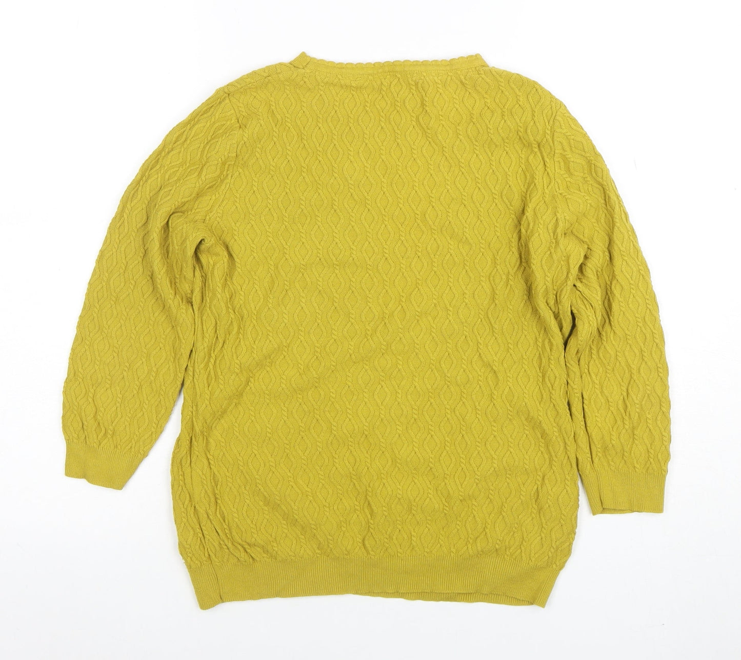CC Womens Yellow Cable-Knit Cotton Jumper Size M