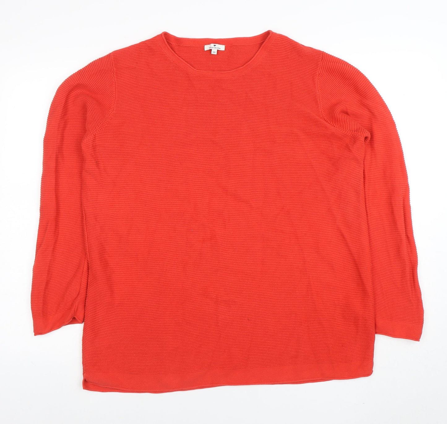 Tom Tailor Women's Red Cotton Knit Pullover Jumper 3XL
