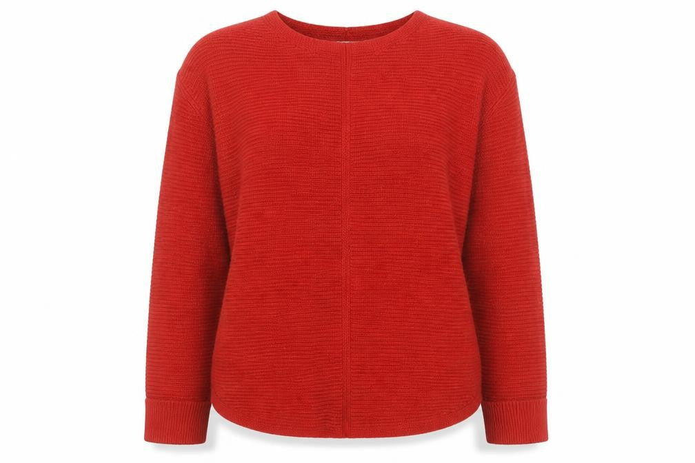 White Stuff Women’s Red Merino Wool Long Sleeve Crew Neck Pullover Jumper Size 12
