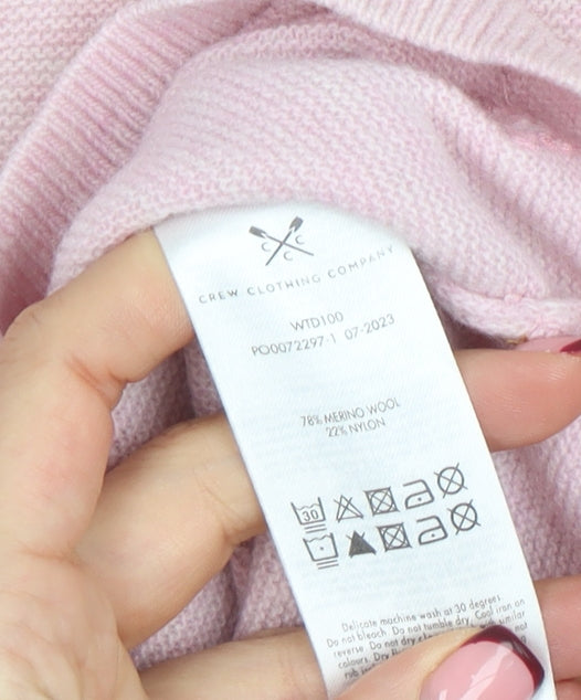 Crew Clothing Company Women's Pink Merino Wool Jumper Size 8