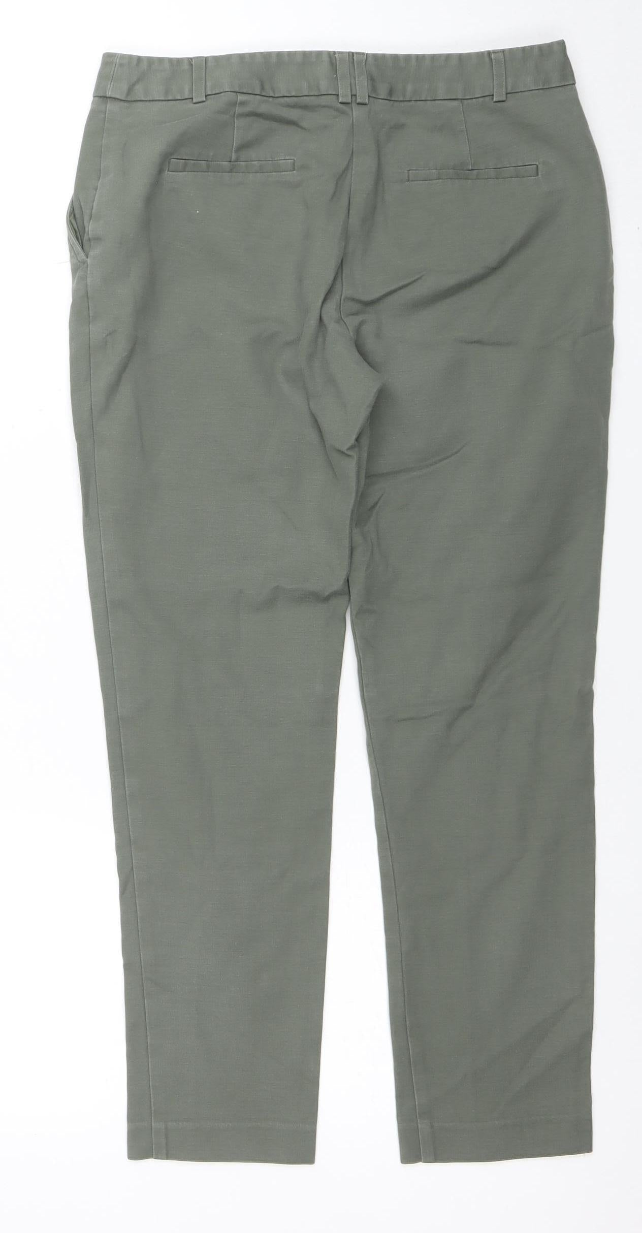Oasis Women Green Chino Trousers Size 10 Slim Fit Cotton Blend