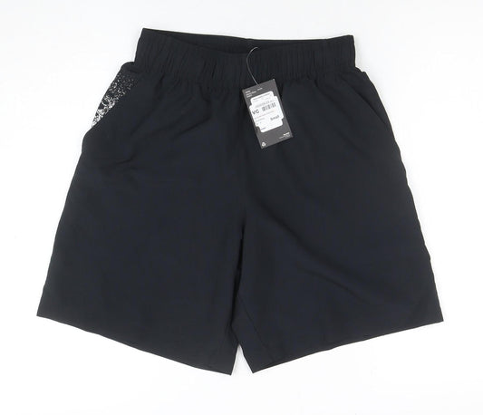 Under Armour Boys Black Small Loose Fit Athletic Shorts Polyester