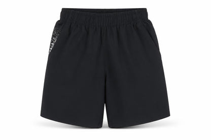 Front view of Under Armour boys’ black small loose fit athletic shorts polyester
