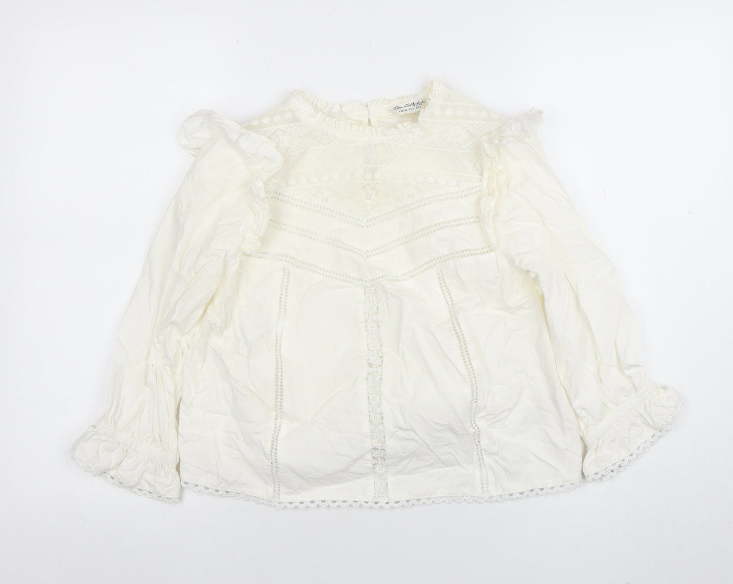 OshKosh B'gosh Teens Ivory Ruffle Lace Cotton Blouse UK 6