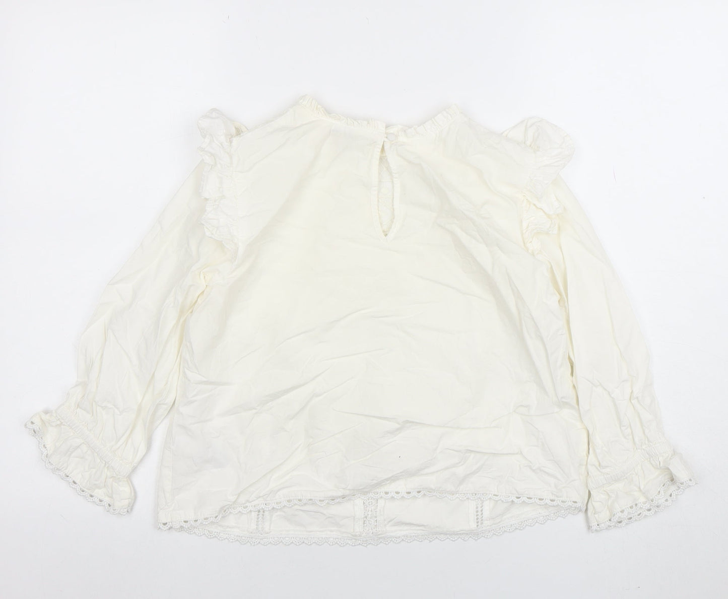 OshKosh B'gosh Teens Ivory Ruffle Lace Cotton Blouse UK 6