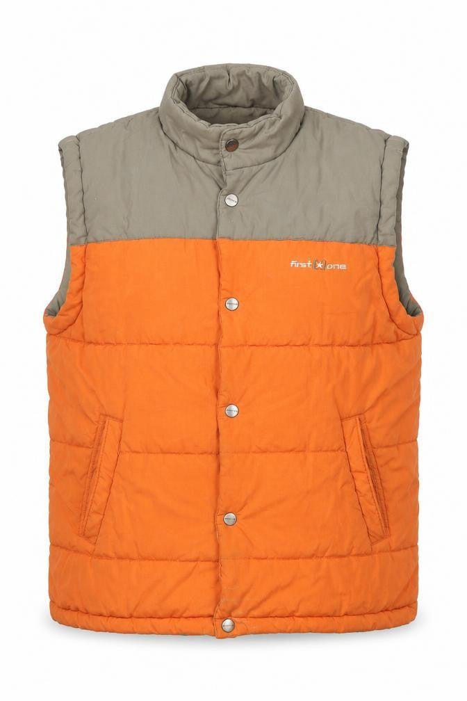 Enrico Man Men's Orange Puffer Waistcoat M Polyester Cotton Lined