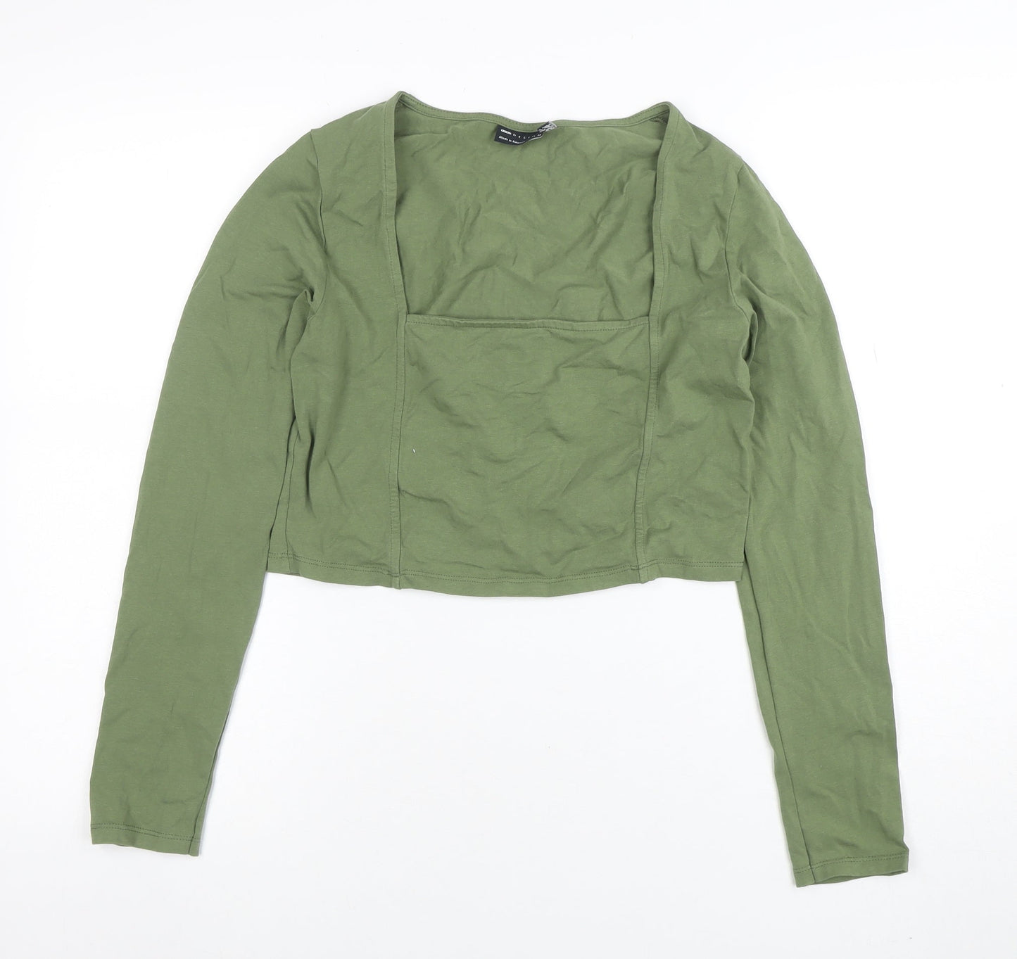 ASOS Women’s Green Cropped Long Sleeve Square Neck Stretch Top Size 14
