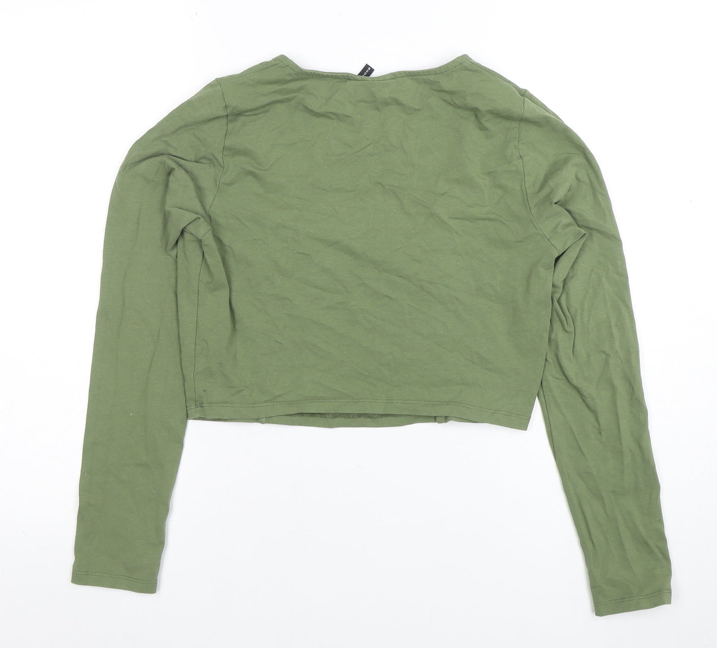 ASOS Women’s Green Cropped Long Sleeve Square Neck Stretch Top Size 14