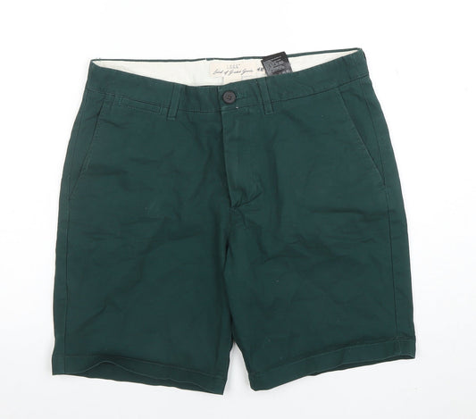 H&M Men’s Green Chino Shorts Size M 31in Cotton Casual Summer