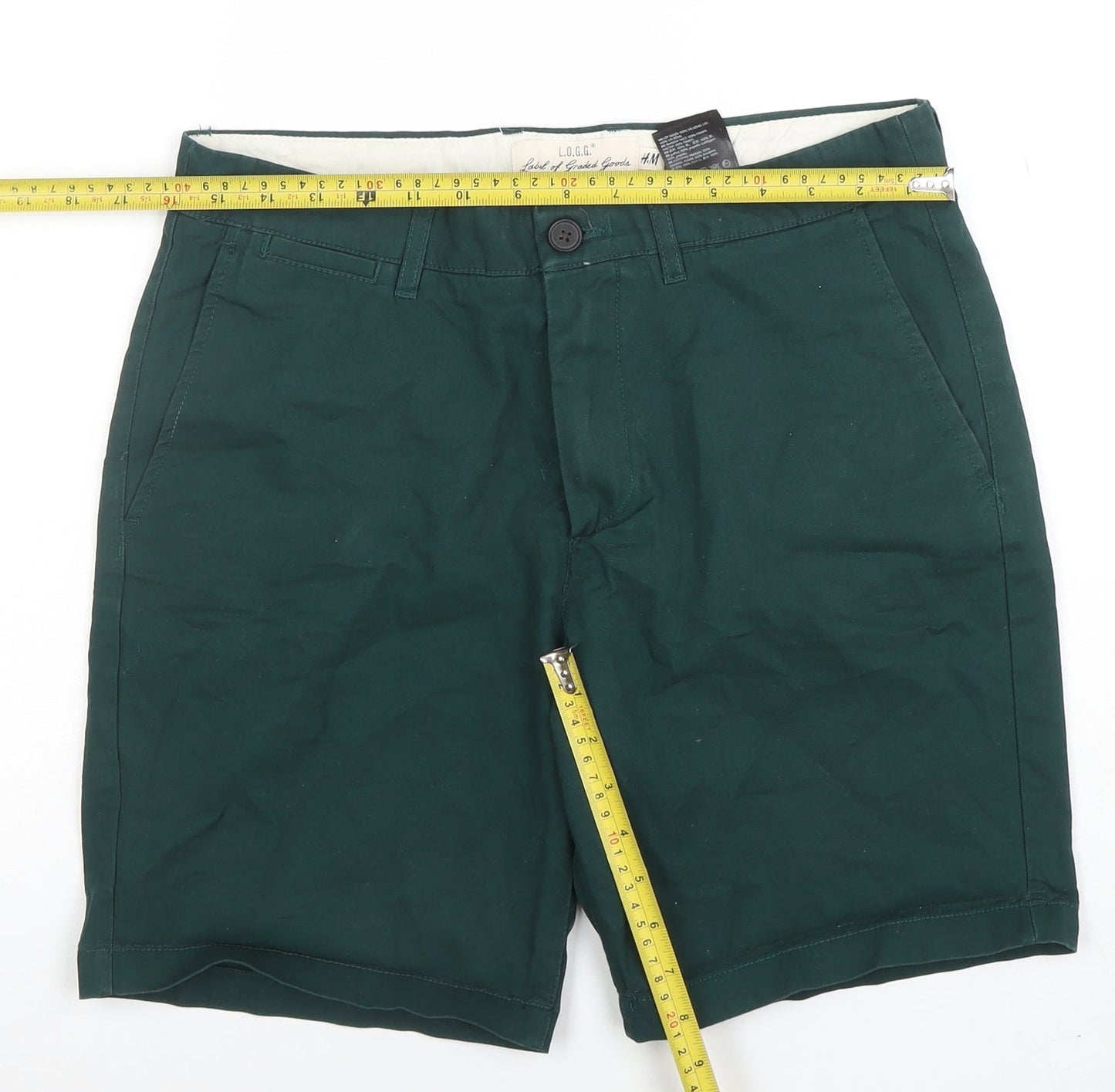 H&M Men’s Green Chino Shorts Size M 31in Cotton Casual Summer