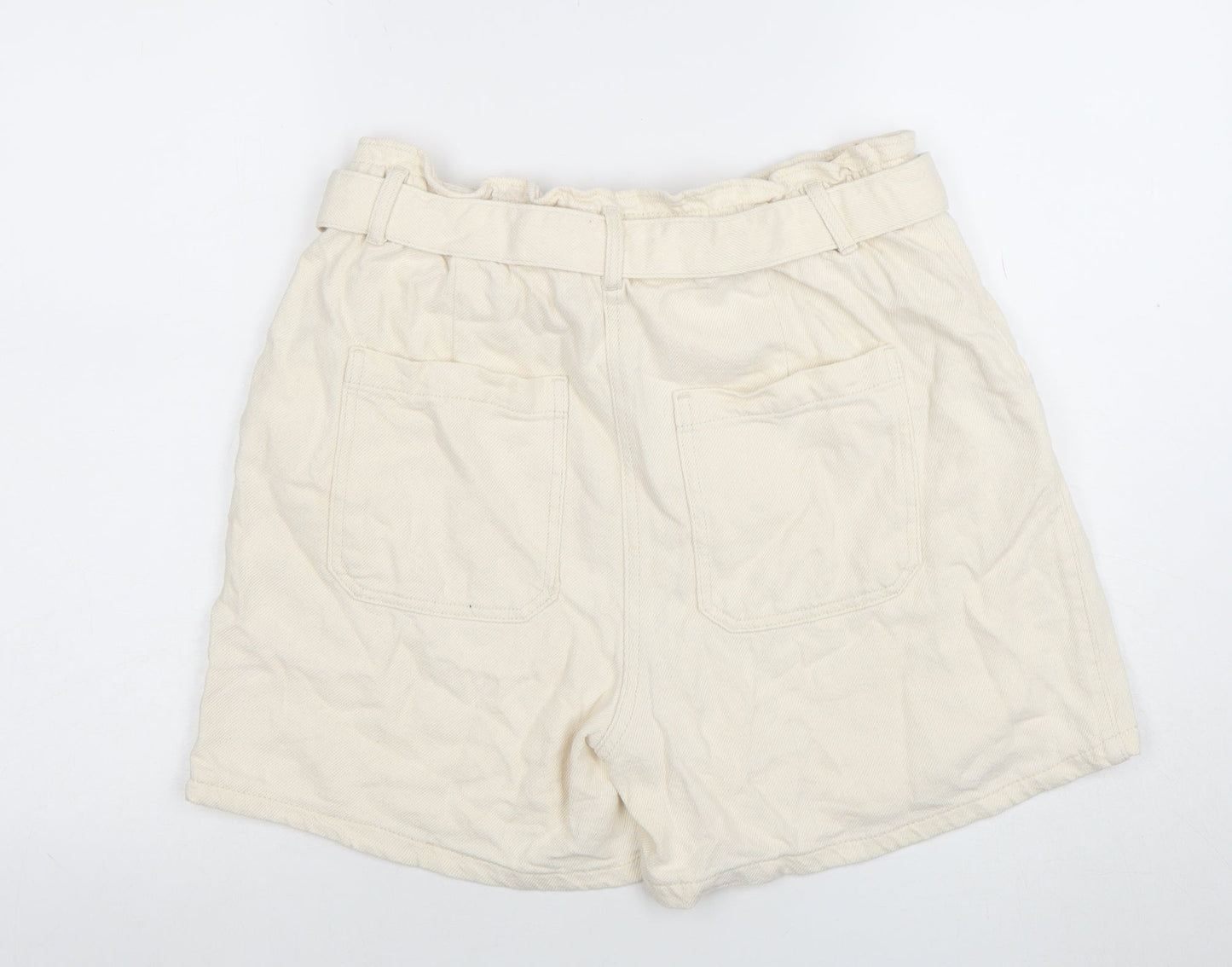 Primark Women’s Ivory Paperbag Cotton Twill Shorts L