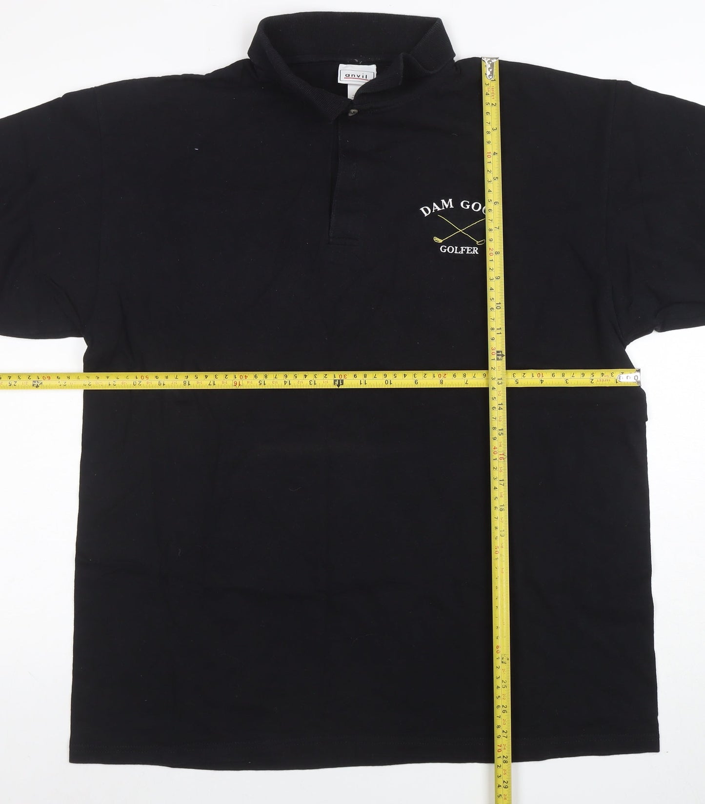Anvil Men's Black XL Golf Polo Shirt Funny Embroidered Cotton Top