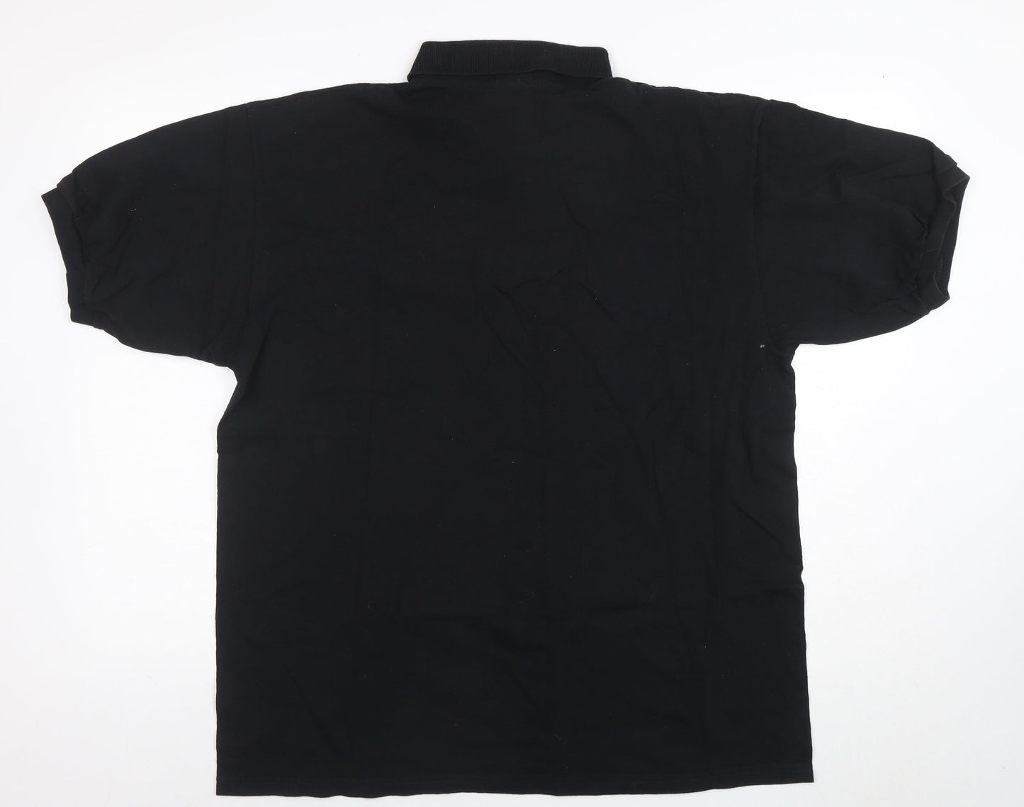 Anvil Men's Black XL Golf Polo Shirt Funny Embroidered Cotton Top