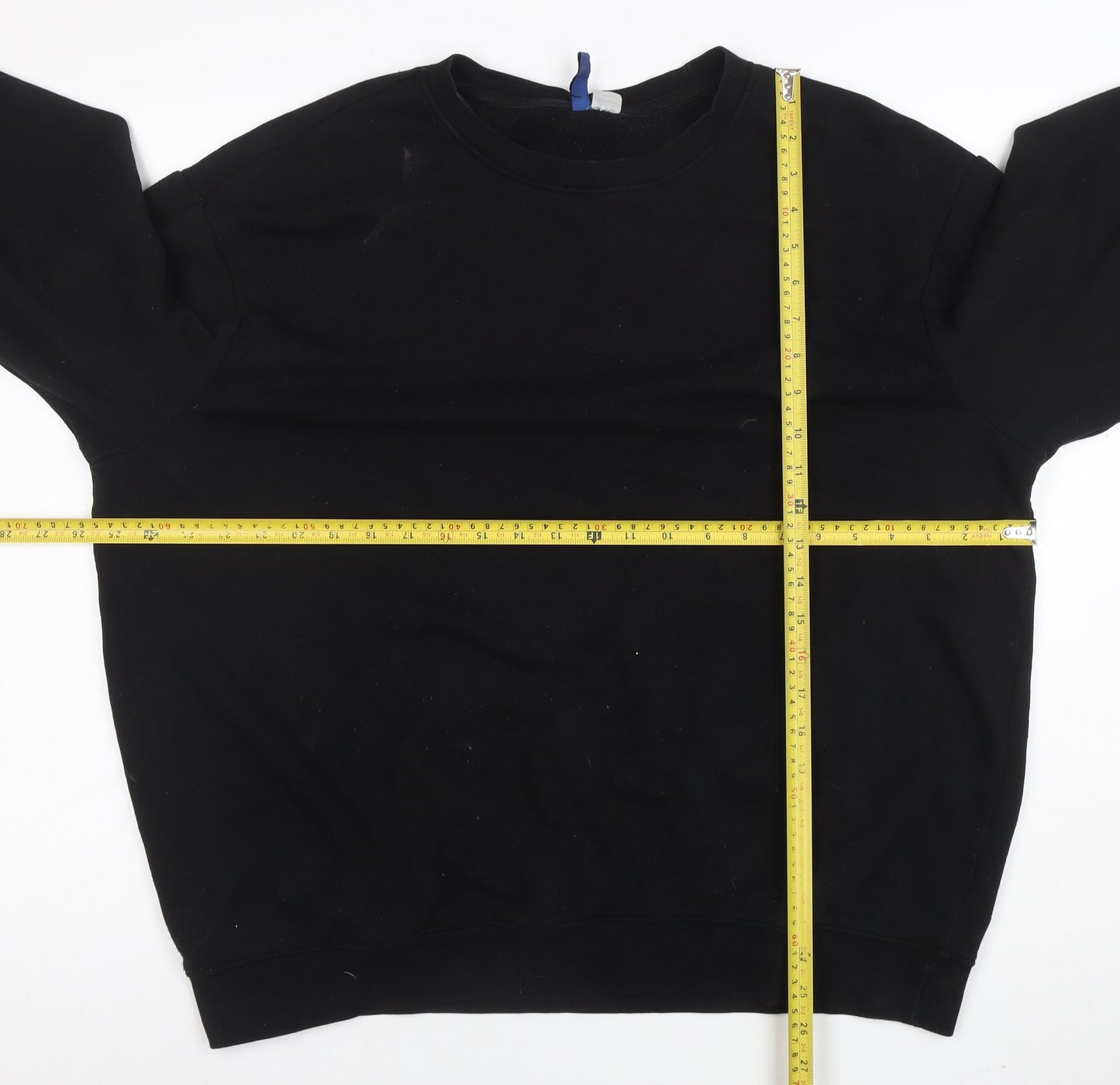 H&M Basic Women's Black XL Pullover Sweatshirt Cotton Blend Crew Neck
