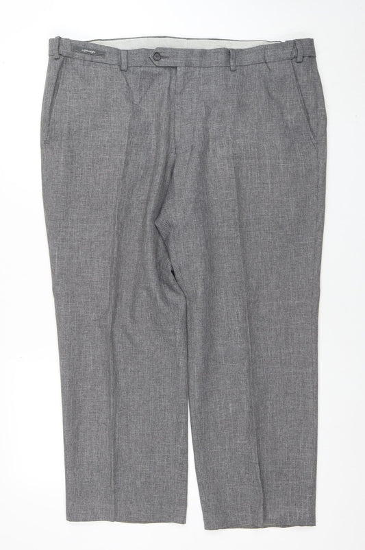 Marks and Spencer Men Mid Grey Regular Fit Dress Trousers 40W 29L
